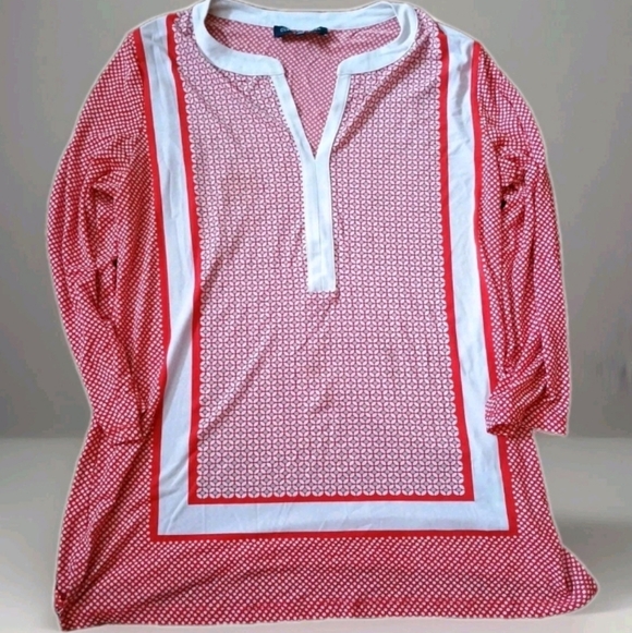 Jones New York Tops - Jones NY Retro Red & White Geometric Print Shirt Medium